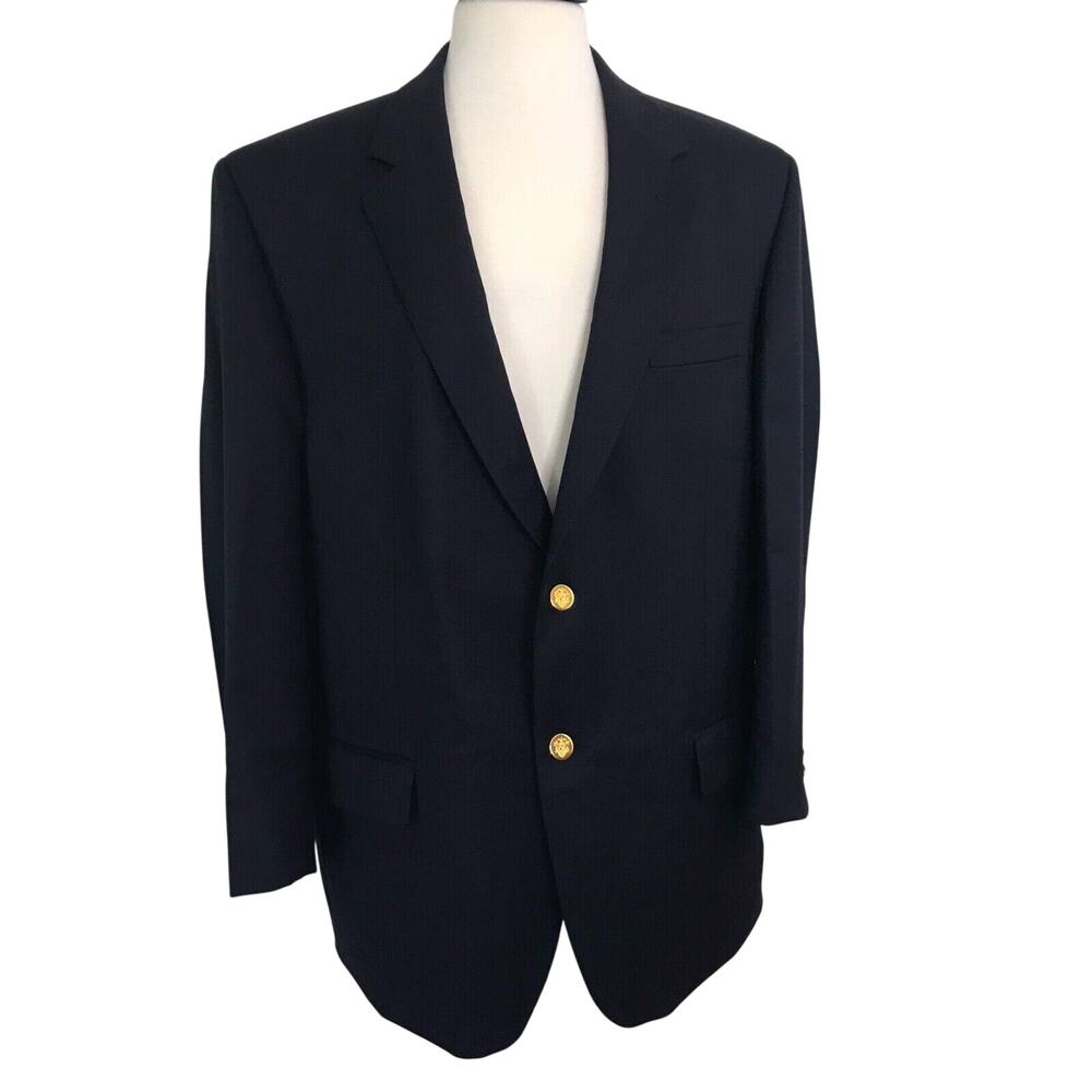 Men's Blazer Jacket Two-Button Size 44R Wool Navy Blue Joseph & Feiss